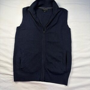 Harrison Davis Mens Navy Blue Full Zip Knit Vest Mock Neck Size Medium